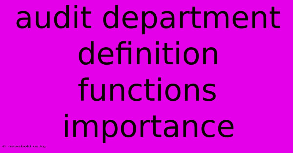 Audit Department Definition Functions Importance