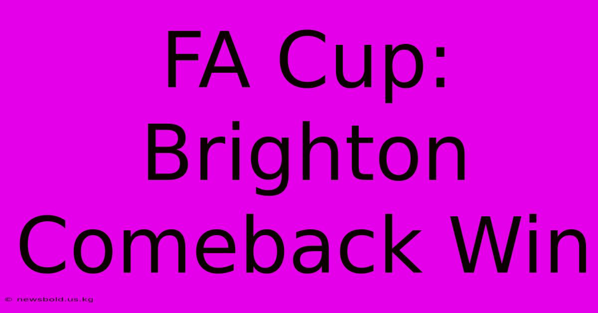 FA Cup: Brighton Comeback Win