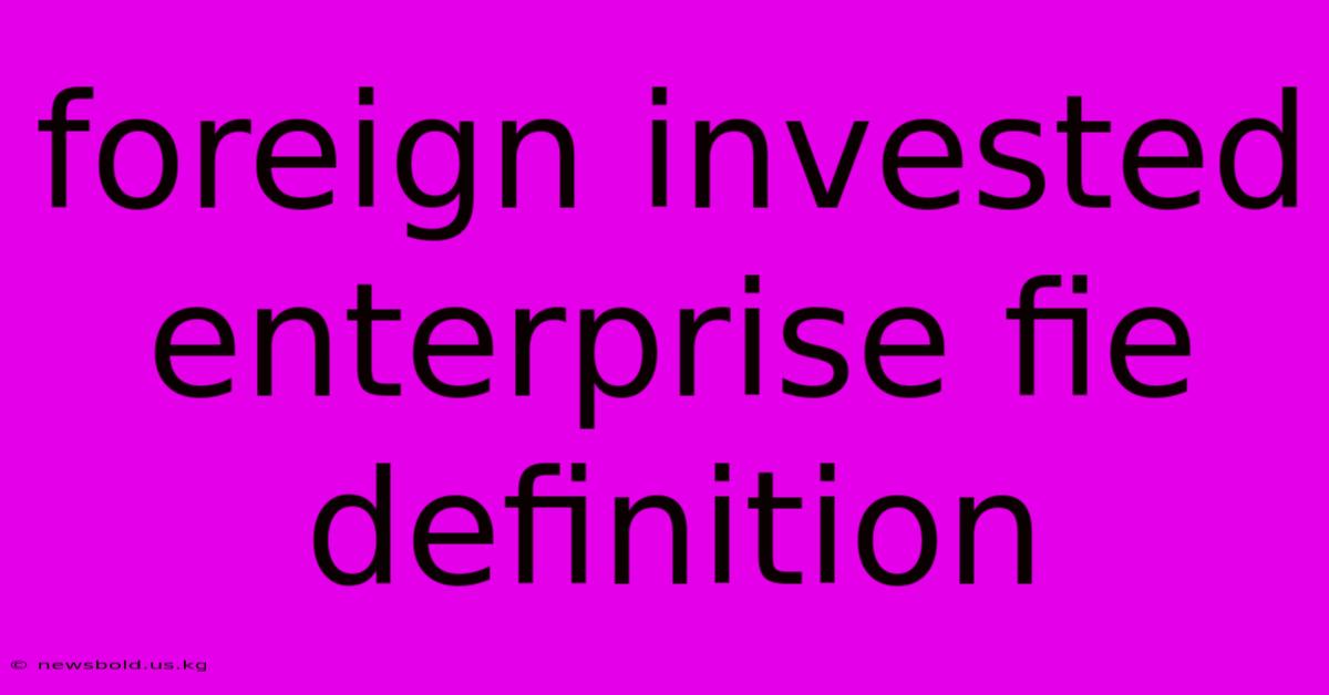 Foreign Invested Enterprise Fie Definition