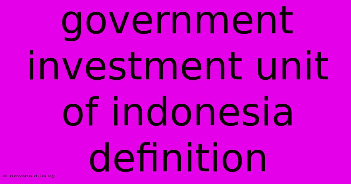 Government Investment Unit Of Indonesia Definition