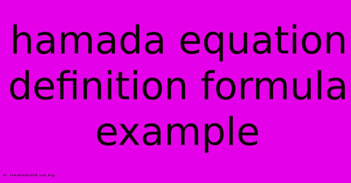 Hamada Equation Definition Formula Example