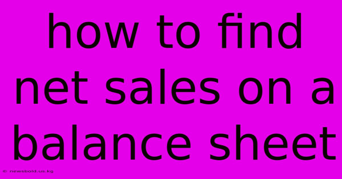 How To Find Net Sales On A Balance Sheet