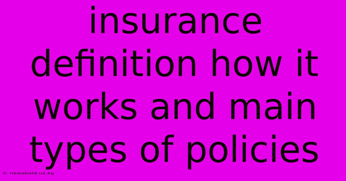 Insurance Definition How It Works And Main Types Of Policies