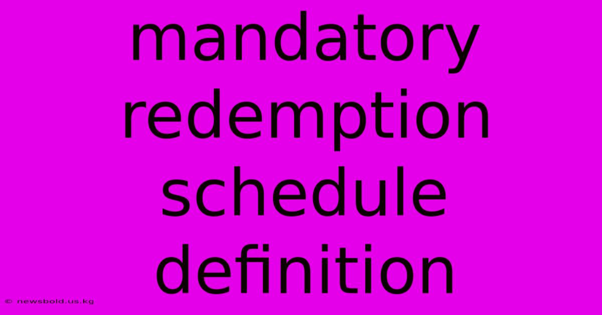 Mandatory Redemption Schedule Definition