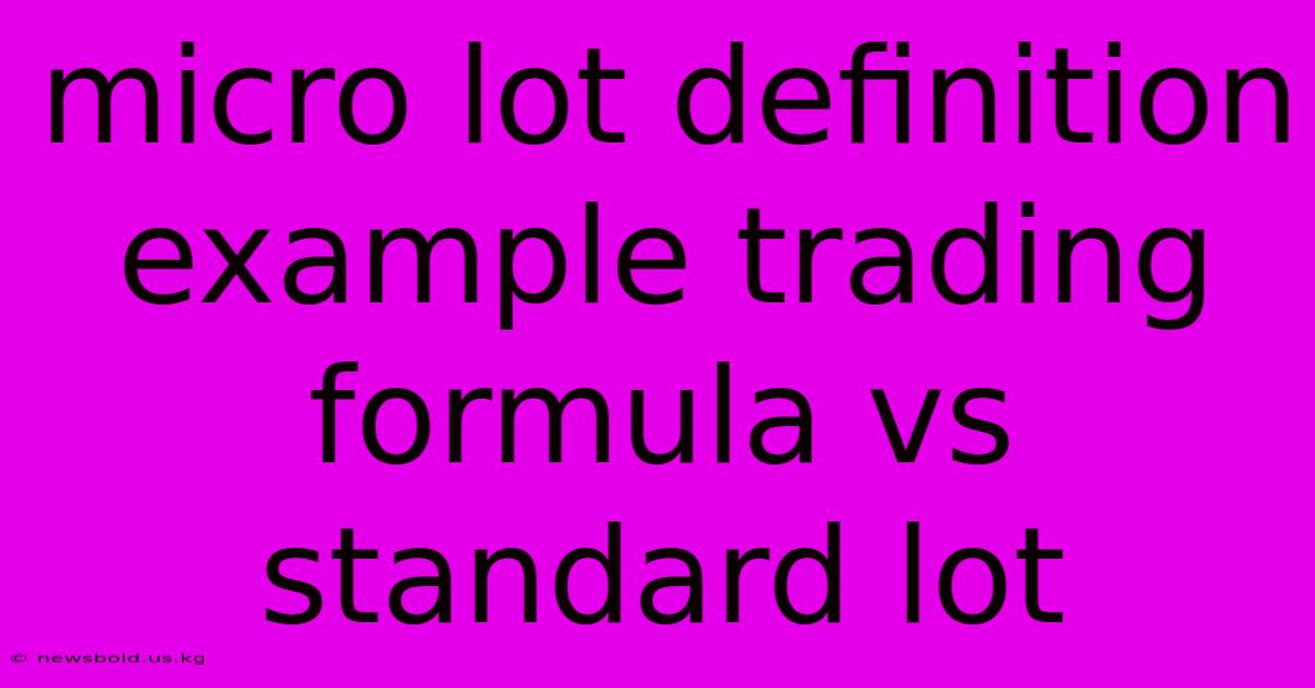 Micro Lot Definition Example Trading Formula Vs Standard Lot