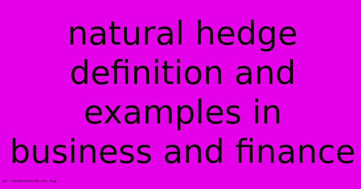 Natural Hedge Definition And Examples In Business And Finance