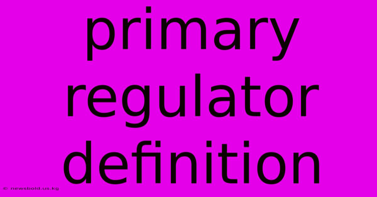 Primary Regulator Definition