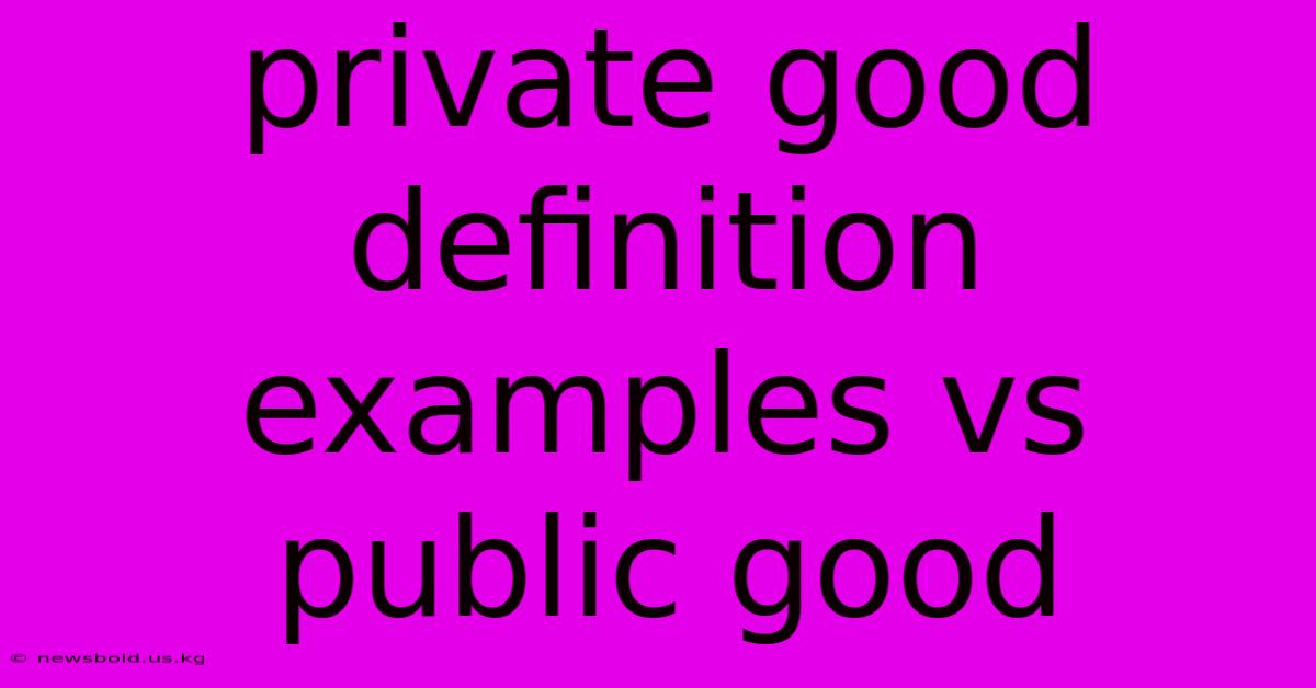 Private Good Definition Examples Vs Public Good