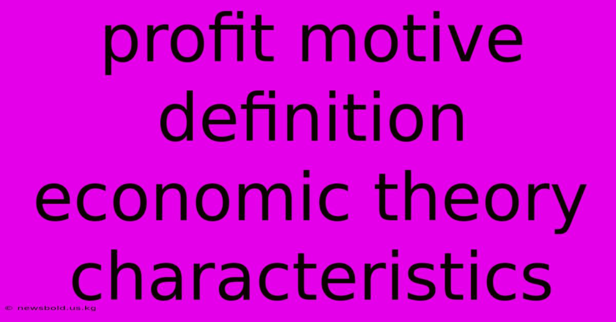 Profit Motive Definition Economic Theory Characteristics