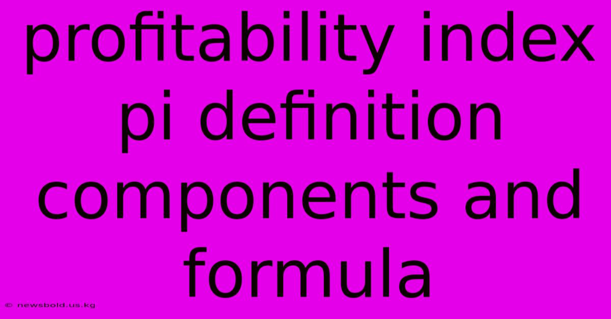 Profitability Index Pi Definition Components And Formula