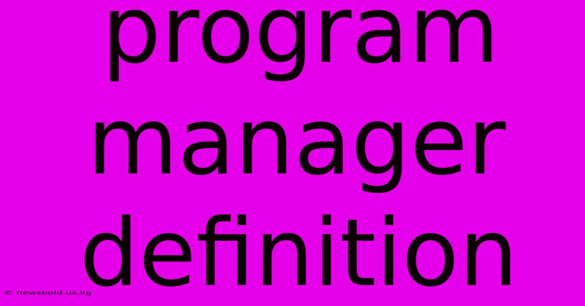 Program Manager Definition