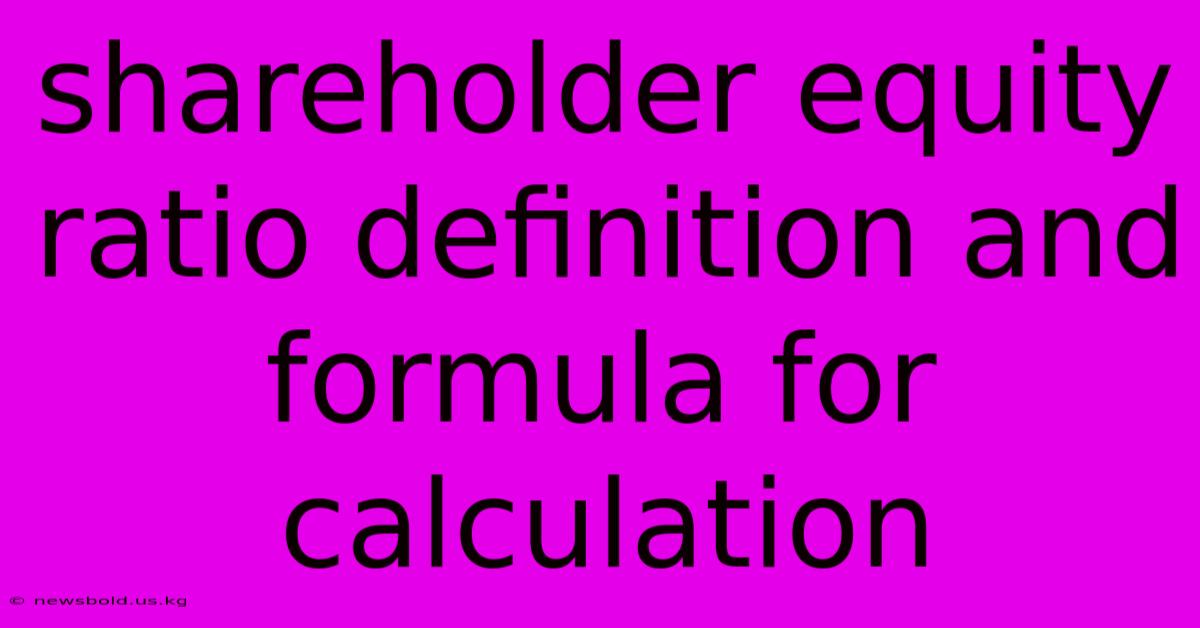 Shareholder Equity Ratio Definition And Formula For Calculation