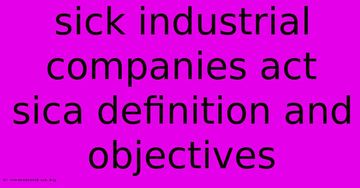 Sick Industrial Companies Act Sica Definition And Objectives