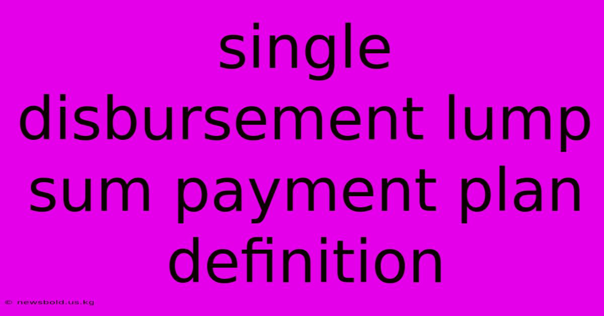 Single Disbursement Lump Sum Payment Plan Definition