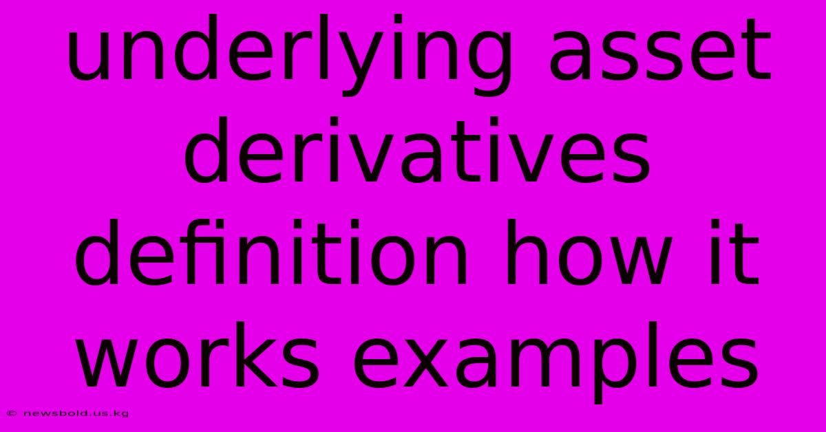 Underlying Asset Derivatives Definition How It Works Examples