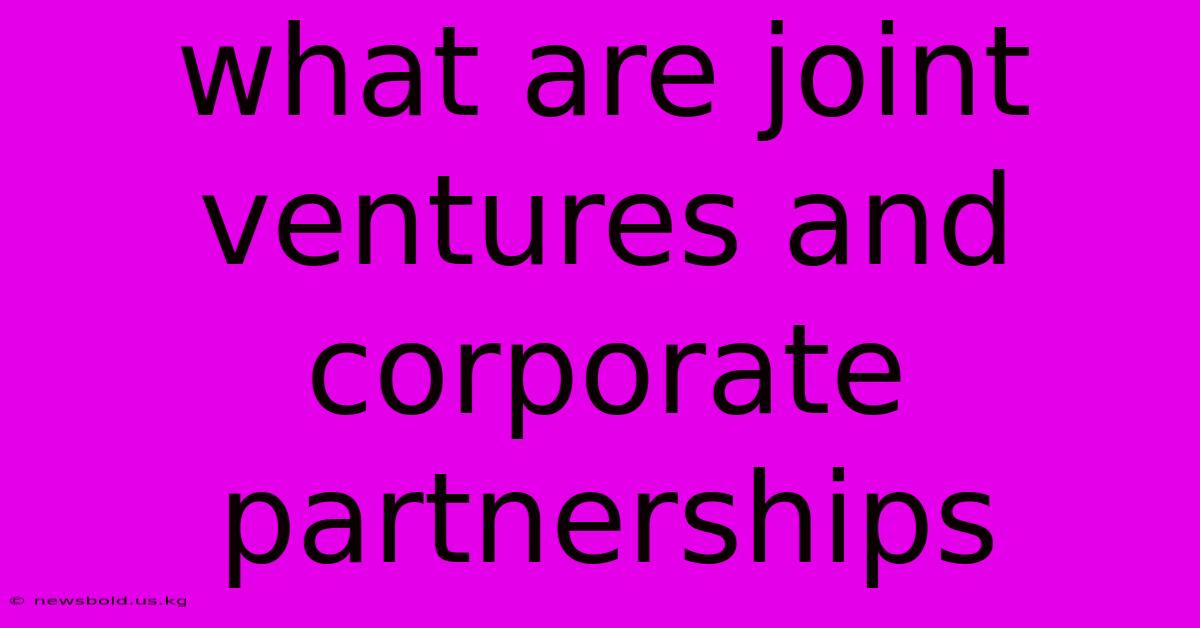 What Are Joint Ventures And Corporate Partnerships