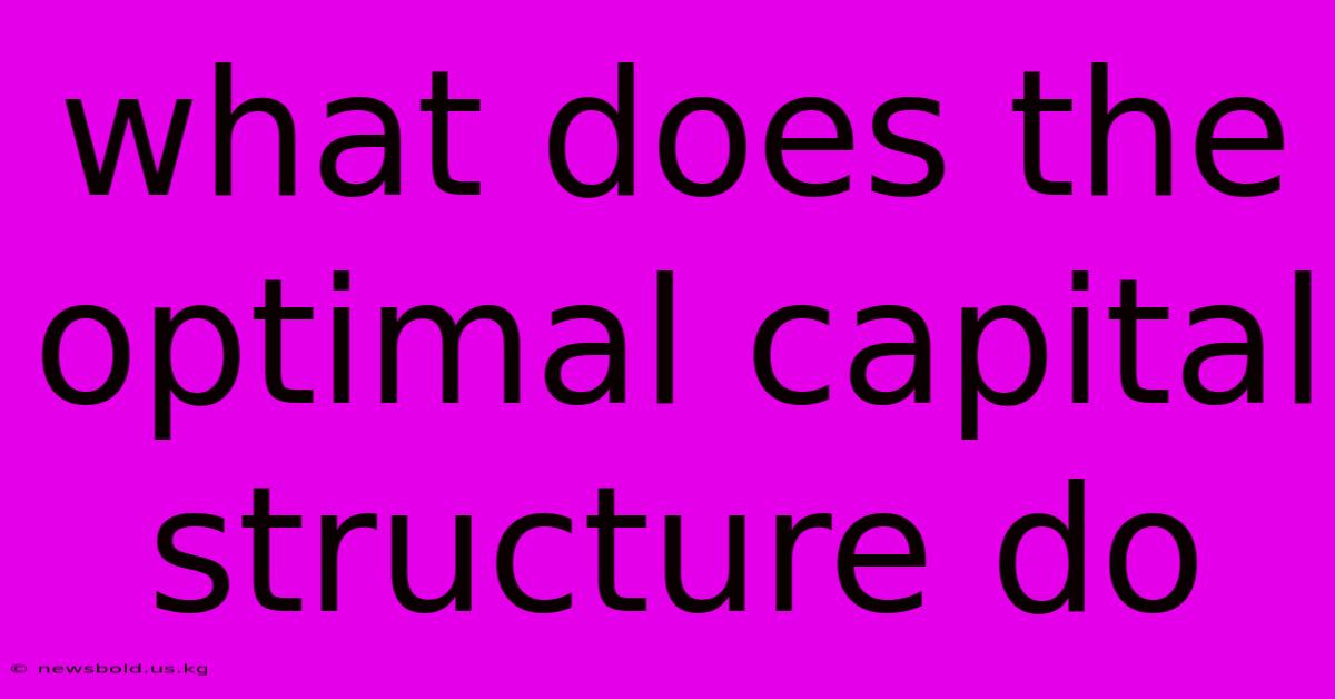 What Does The Optimal Capital Structure Do