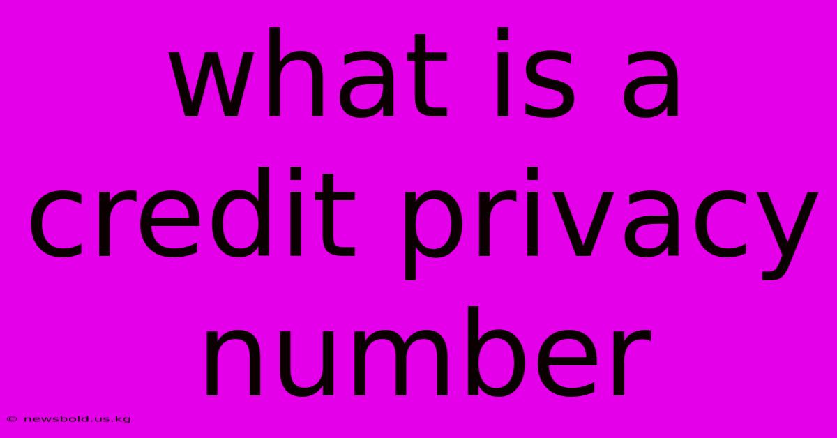 What Is A Credit Privacy Number