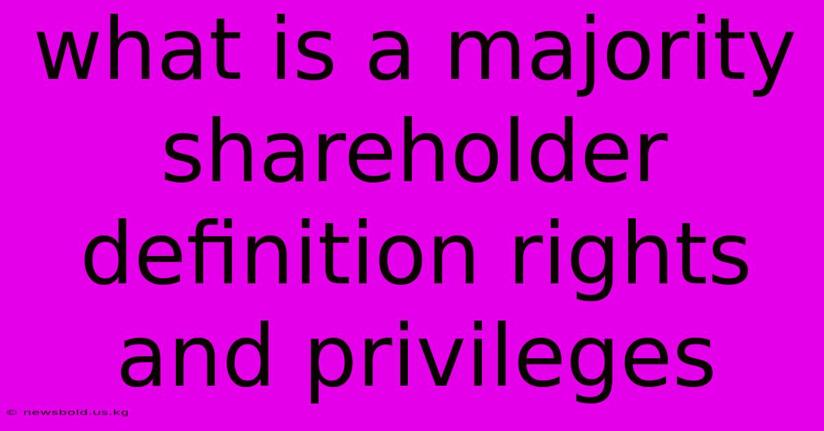 What Is A Majority Shareholder Definition Rights And Privileges