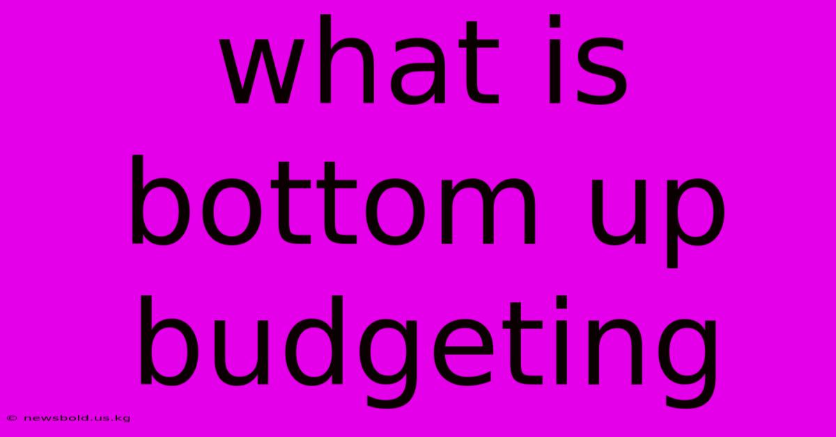 What Is Bottom Up Budgeting