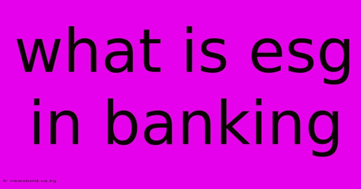 What Is Esg In Banking