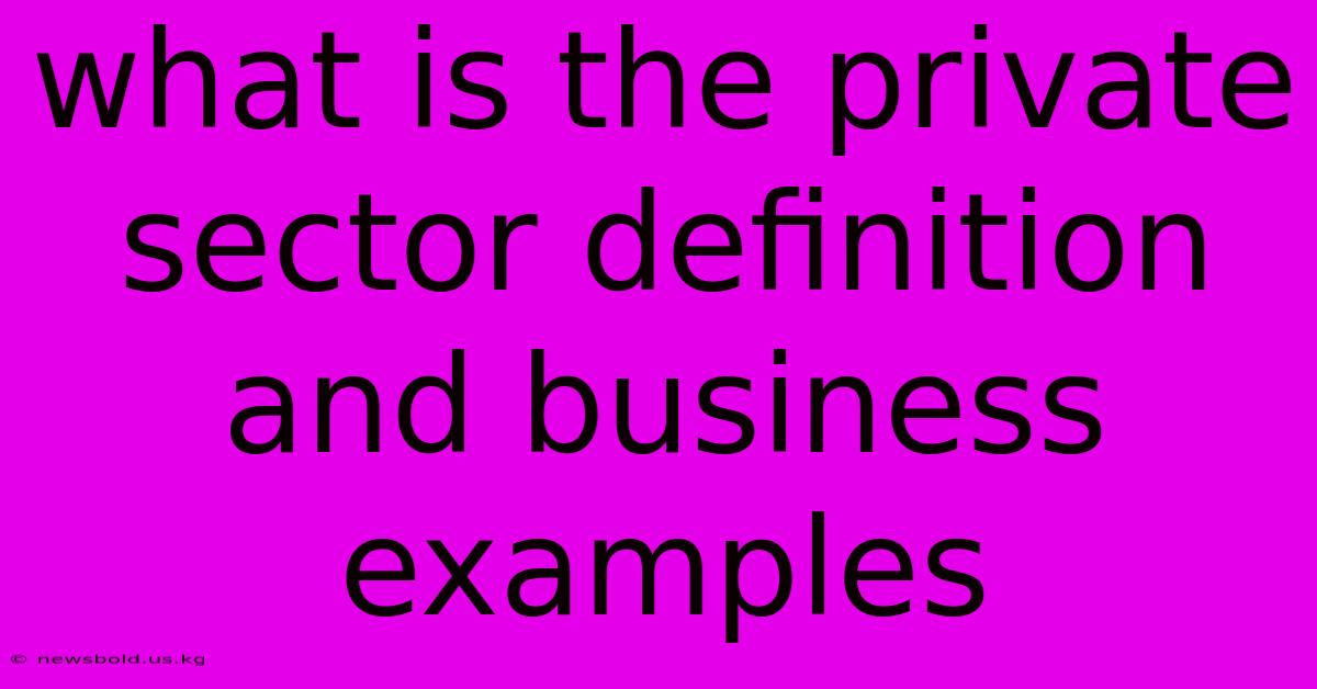 What Is The Private Sector Definition And Business Examples