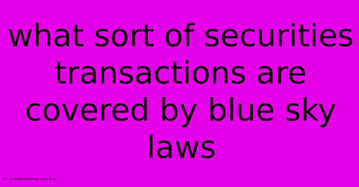 What Sort Of Securities Transactions Are Covered By Blue Sky Laws